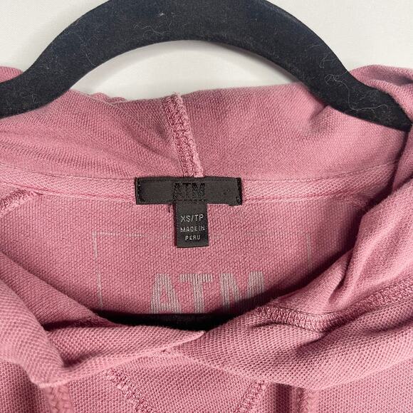 ATM Anthony Thomas Melillo XS Pink Pima Cotton Hoodie Dress Oversized Pockets - Picture 8 of 11
